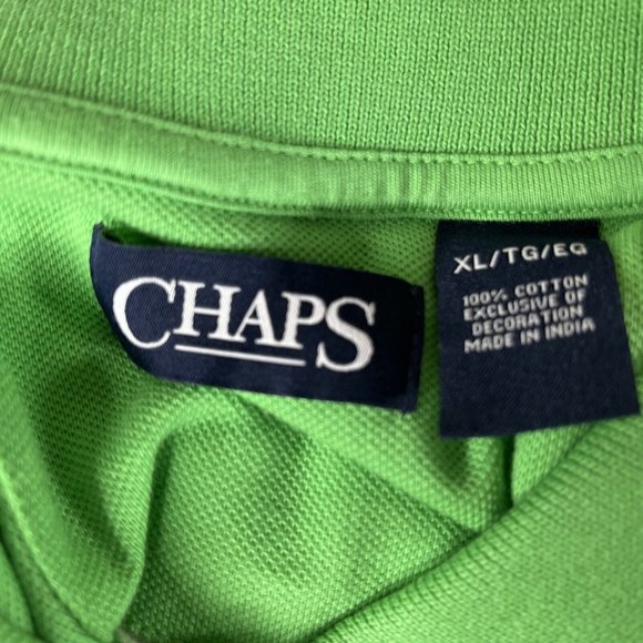 Chaps Polo Shirt Mens XL Green with White Strips Classic Fit Cotton Short Sleeve - Picture 8 of 12